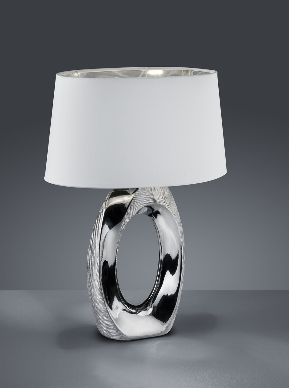 Lampa de masa Taba, RL, 38x24x52 cm, 60W, 1x E27, ceramica, argintiu/alb - imagine 3